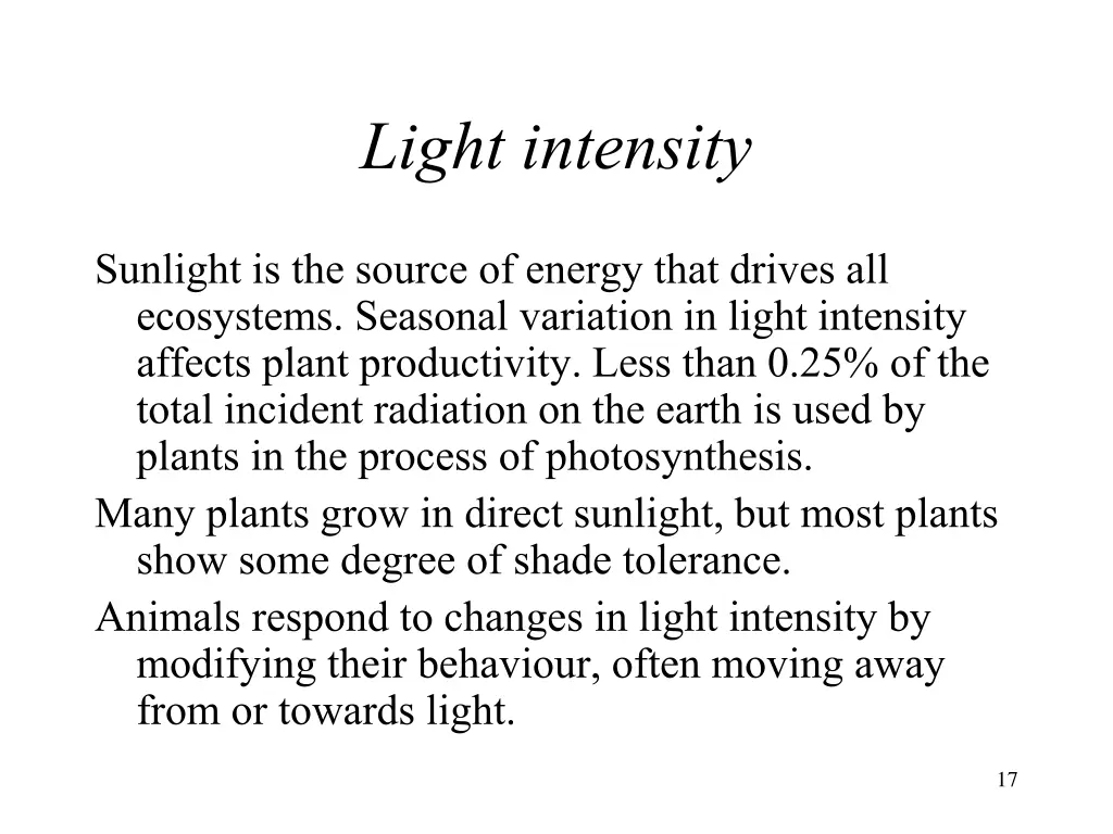 light intensity