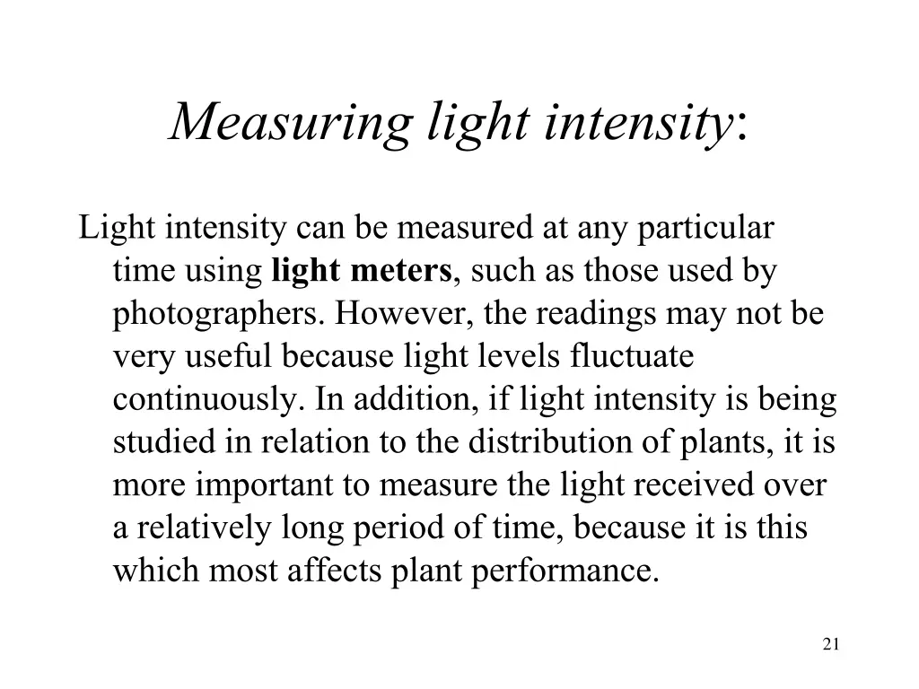 measuring light intensity