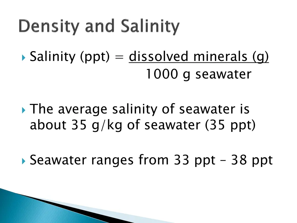 salinity ppt dissolved minerals g 1000 g seawater