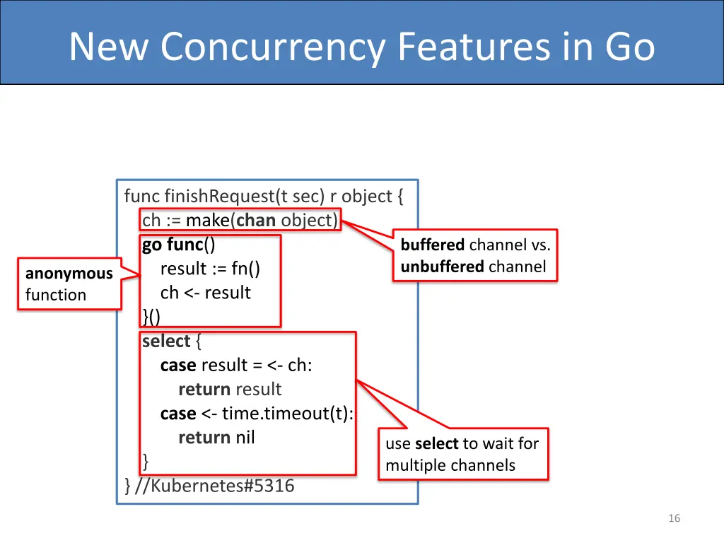 new concurrency features in go 1