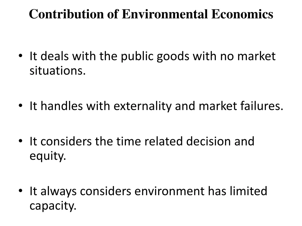 contribution of environmental economics