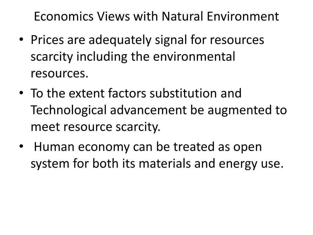 economics views with natural environment