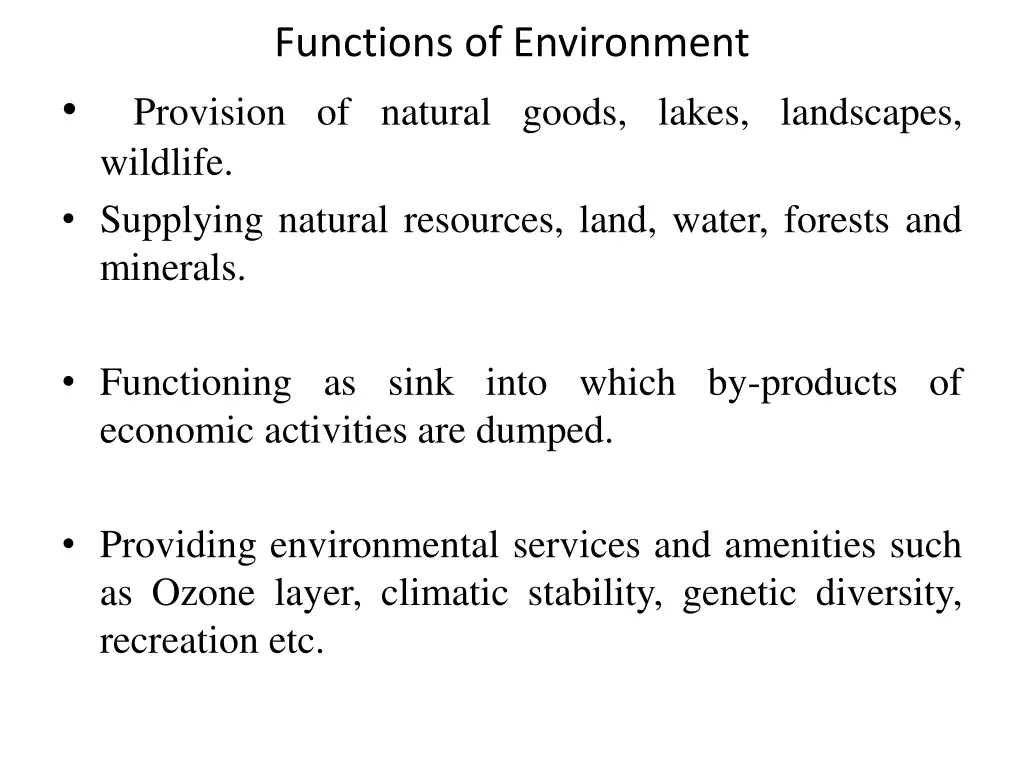 functions of environment