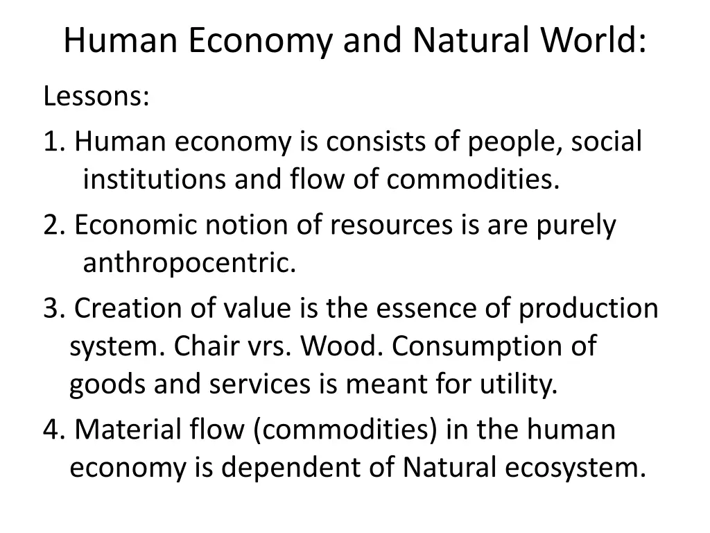 human economy and natural world