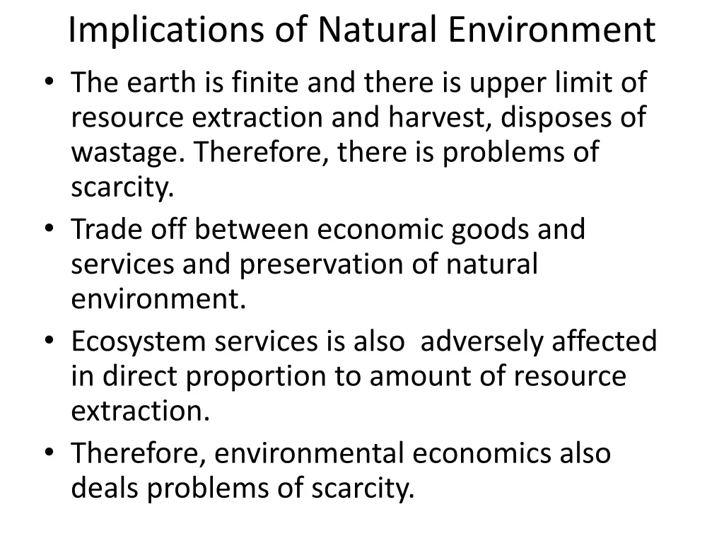 implications of natural environment the earth