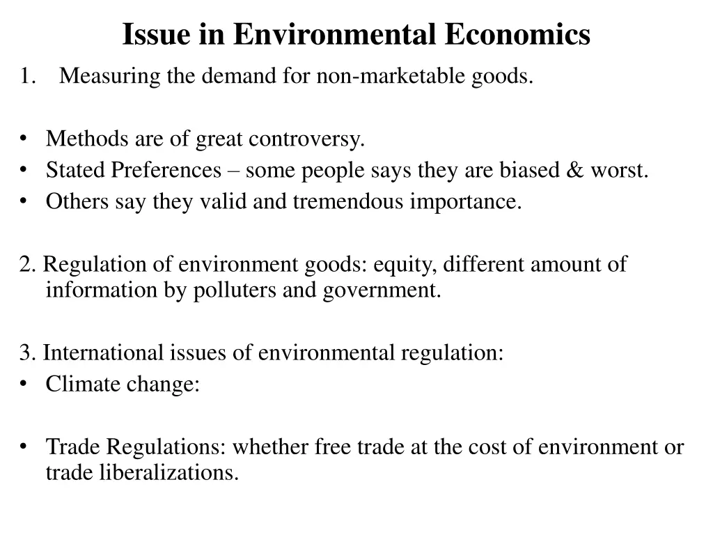 issue in environmental economics measuring