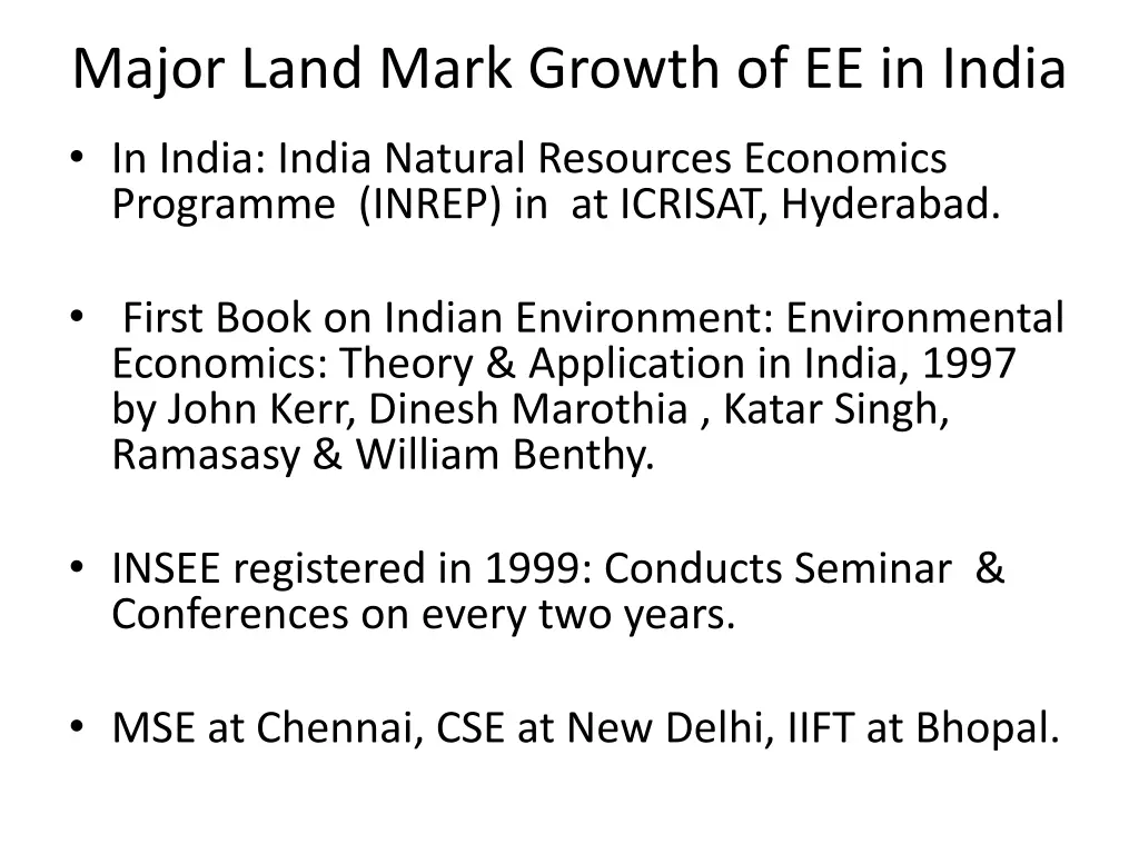 major land mark growth of ee in india