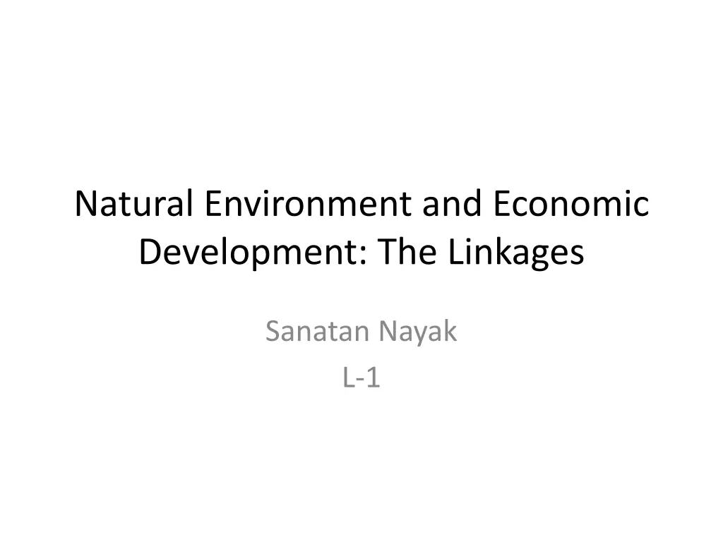 natural environment and economic development