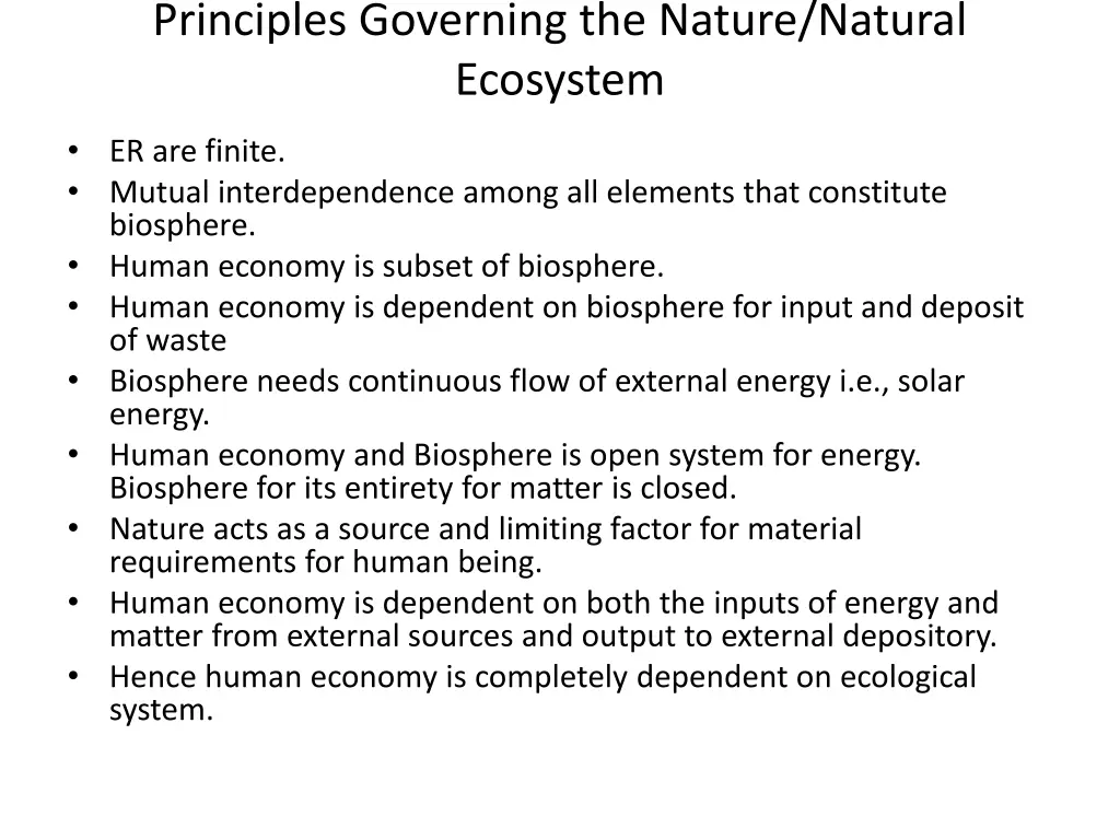 principles governing the nature natural ecosystem