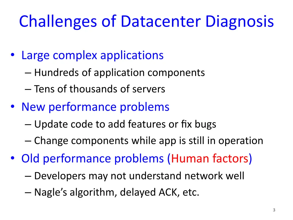 challenges of datacenter diagnosis