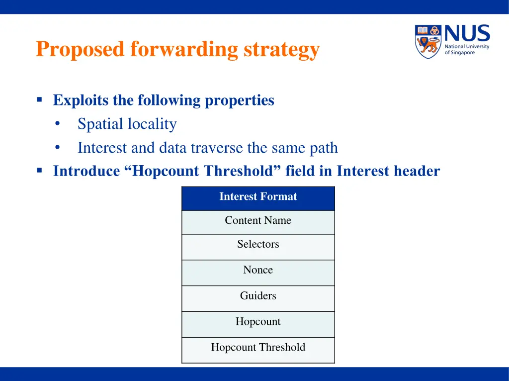 proposed forwarding strategy