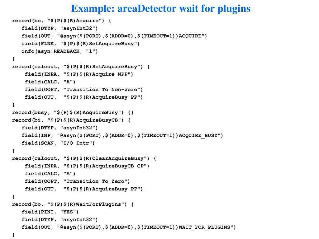 example areadetector wait for plugins