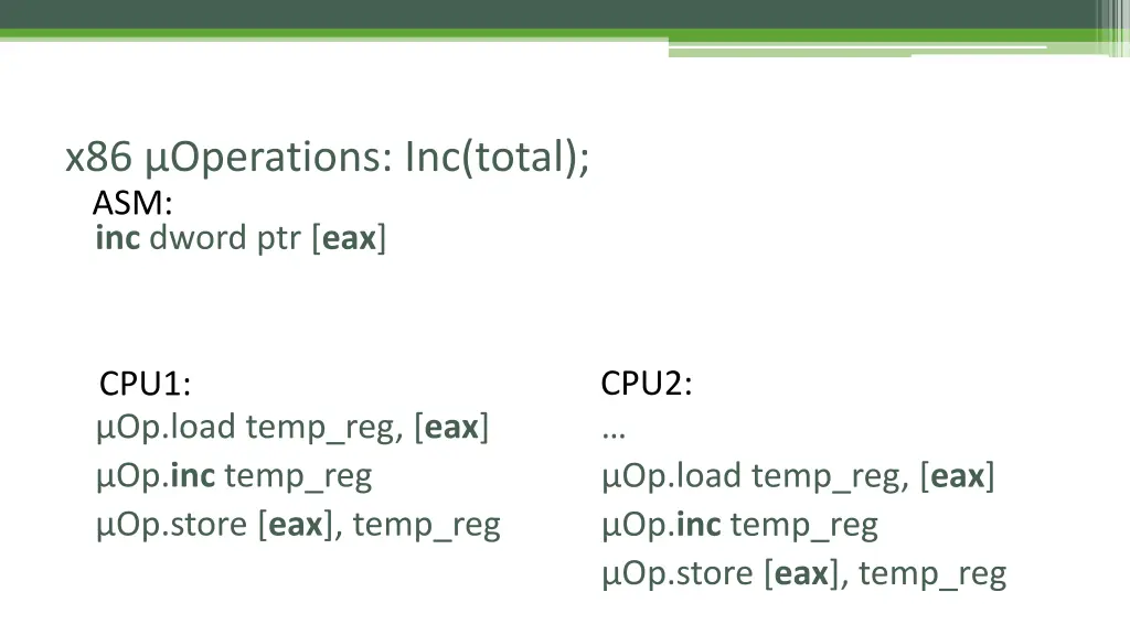 x86 operations inc total asm 1