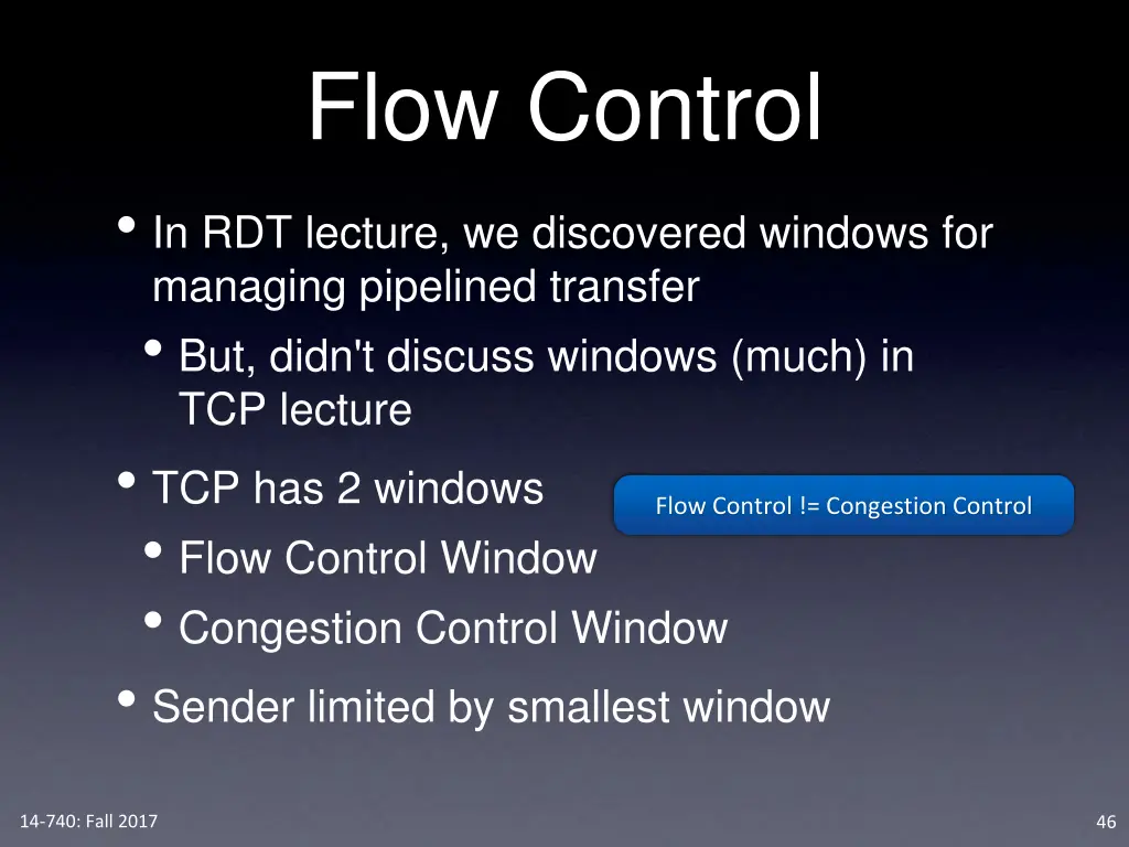 flow control in rdt lecture we discovered windows