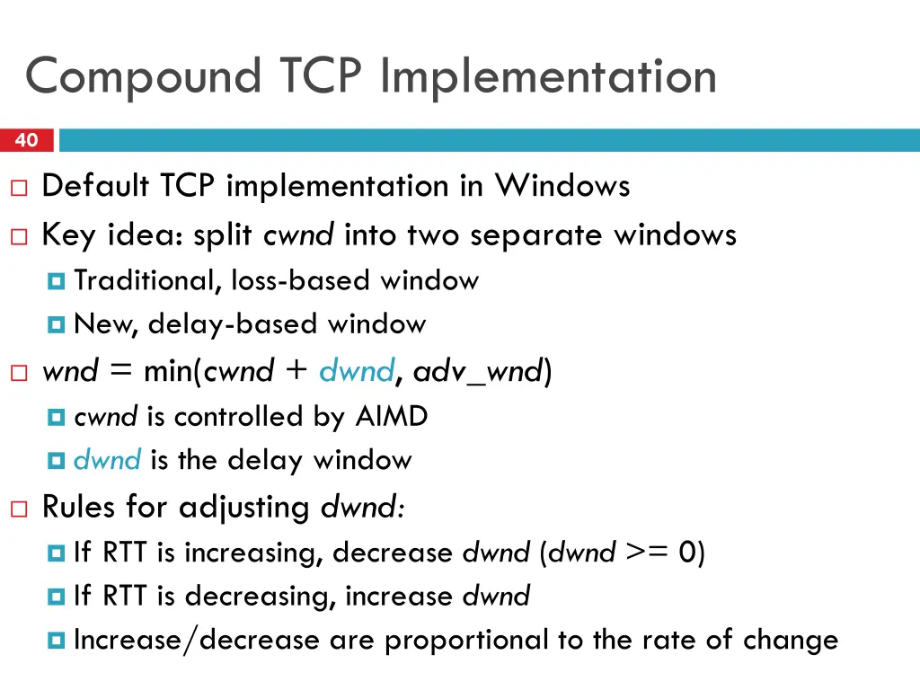 compound tcp implementation