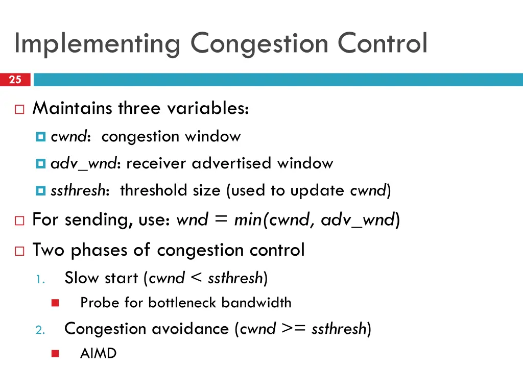 implementing congestion control