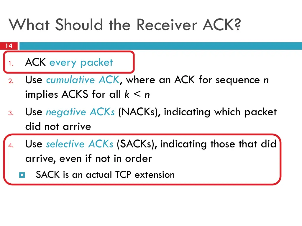 what should the receiver ack