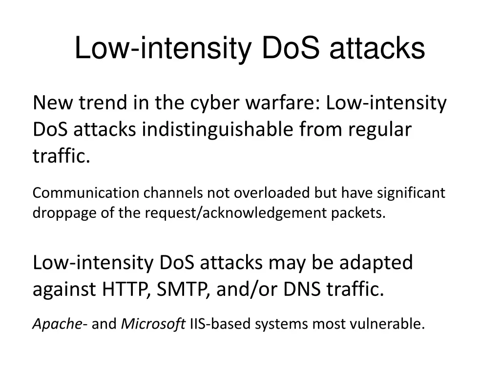 low intensity dos attacks