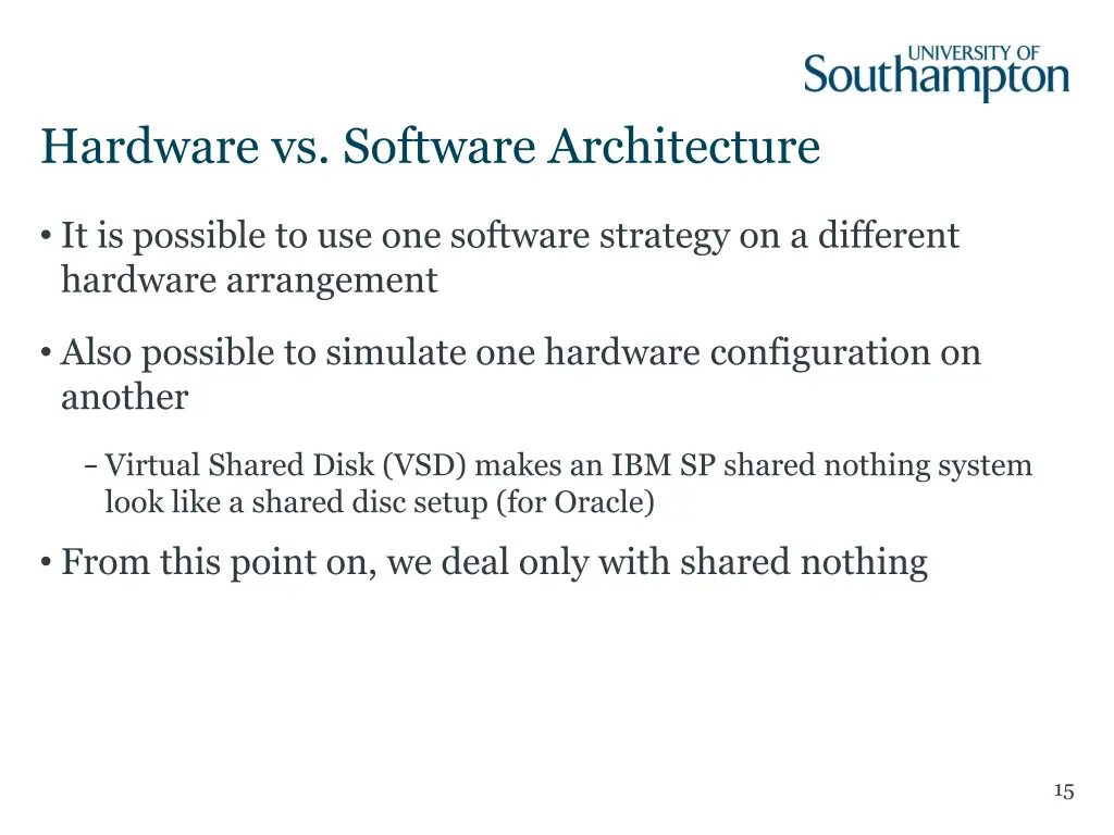 hardware vs software architecture