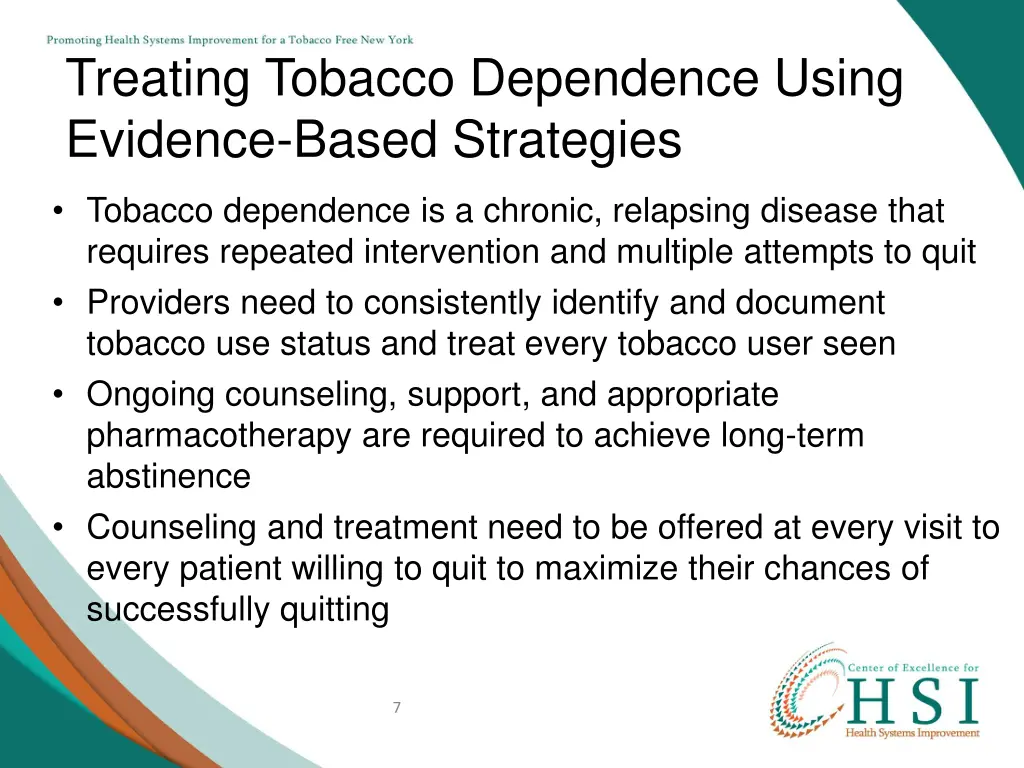 treating tobacco dependence using evidence based