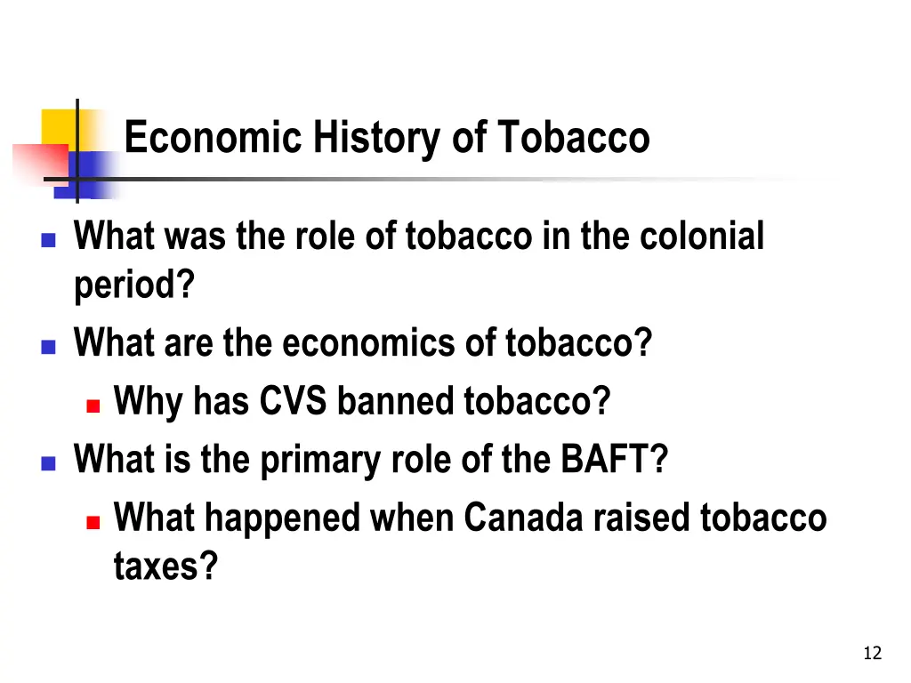 economic history of tobacco