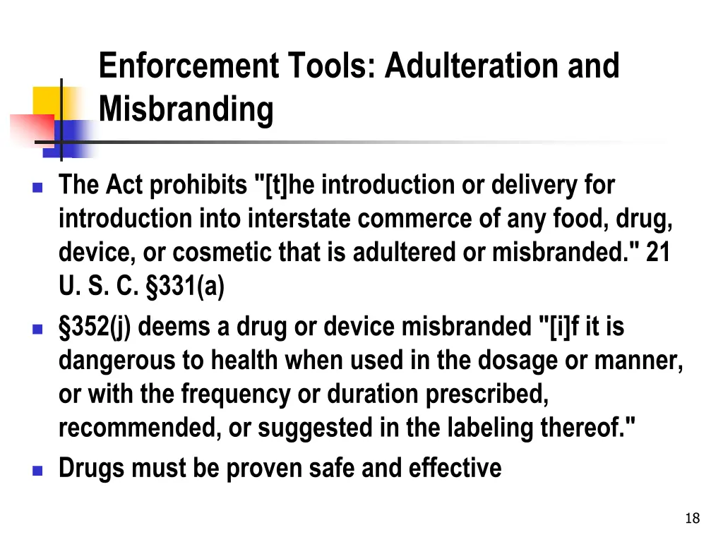 enforcement tools adulteration and misbranding