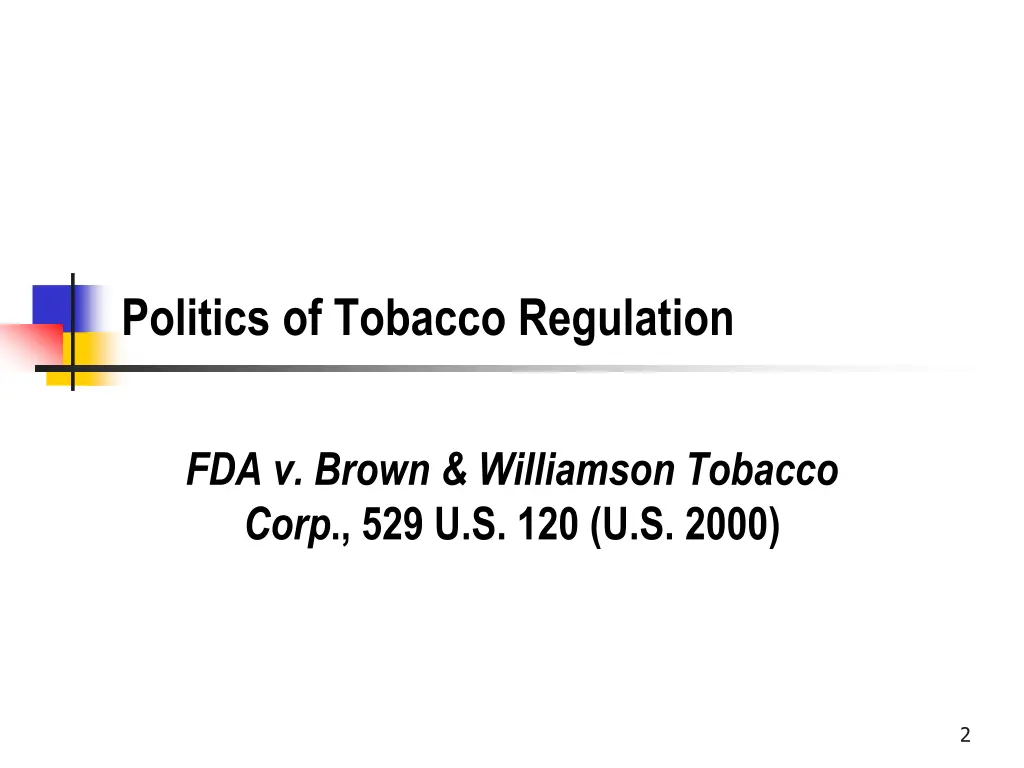 politics of tobacco regulation