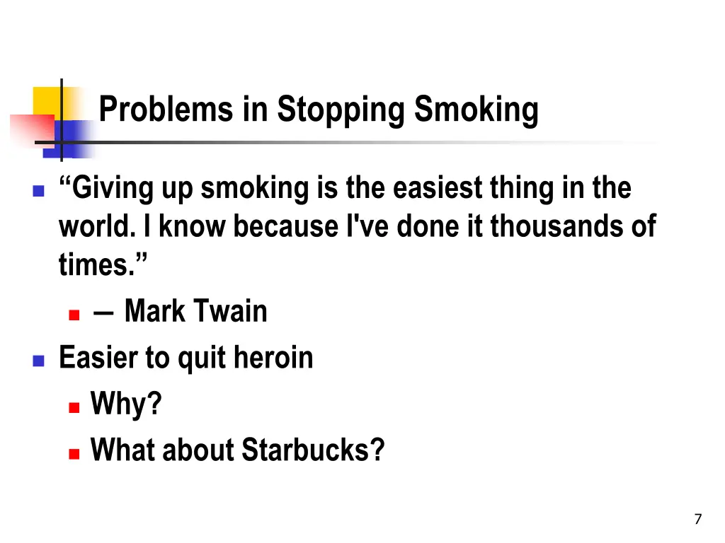 problems in stopping smoking