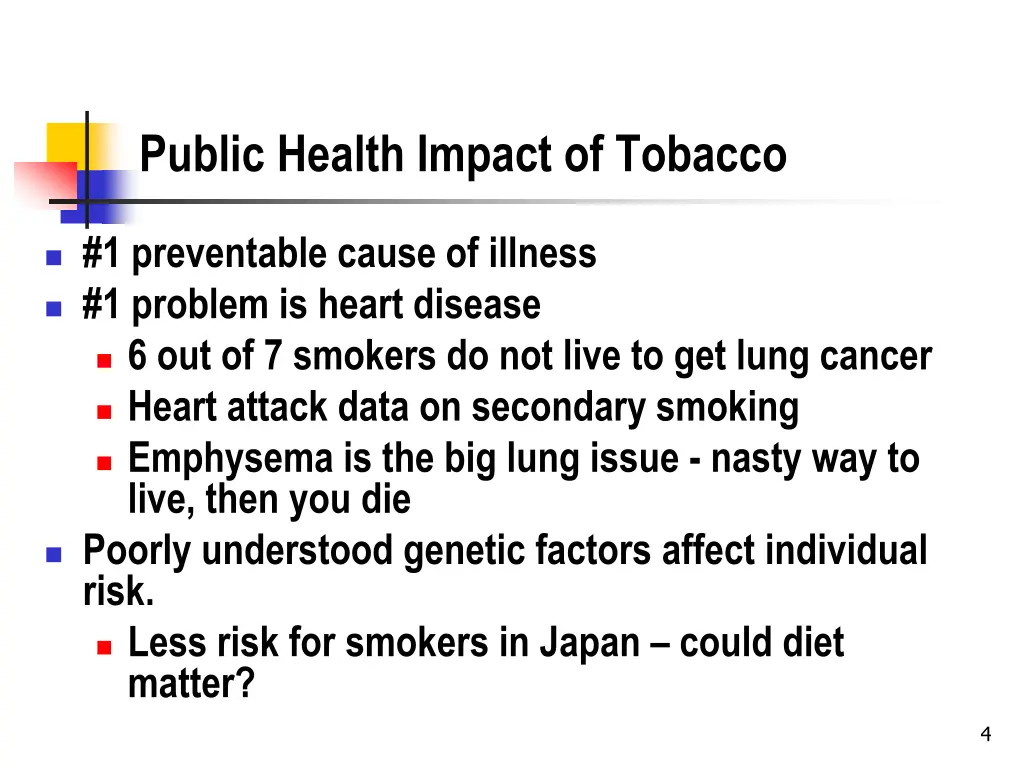 public health impact of tobacco