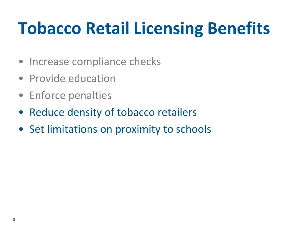 tobacco retail licensing benefits 1