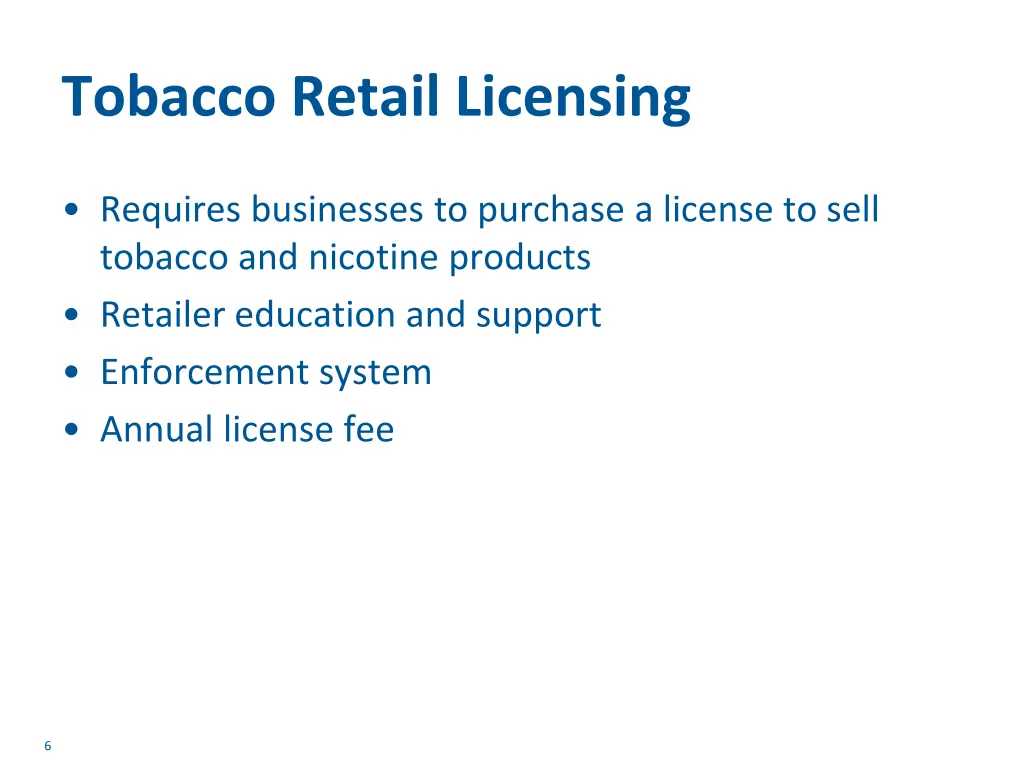 tobacco retail licensing