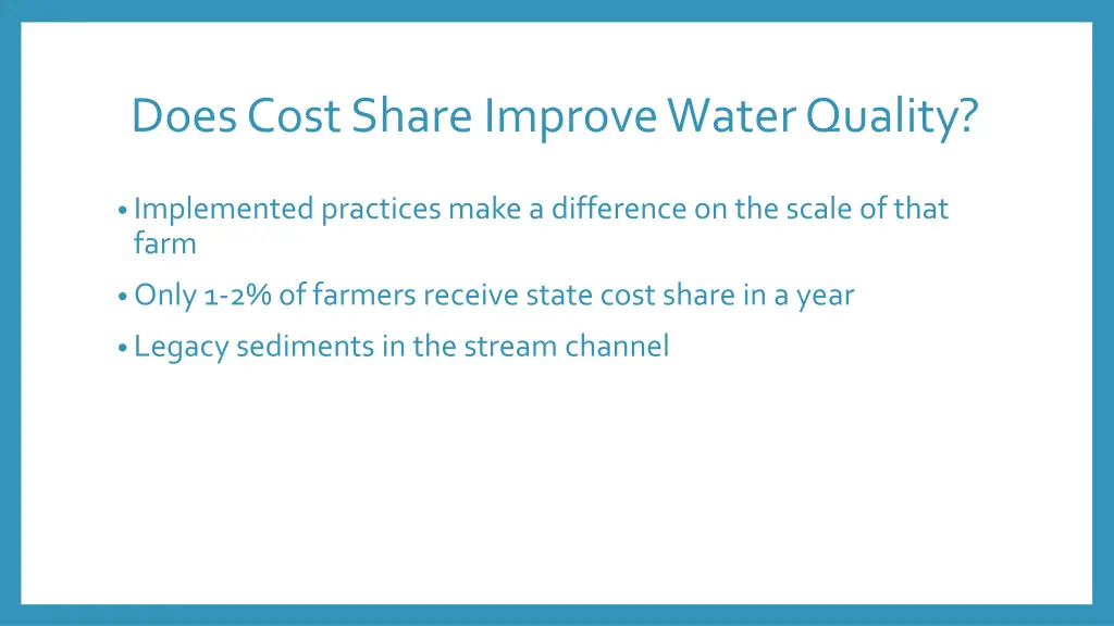 does cost share improve water quality