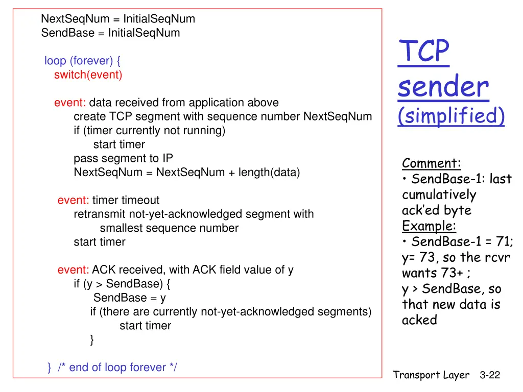 nextseqnum initialseqnum sendbase initialseqnum