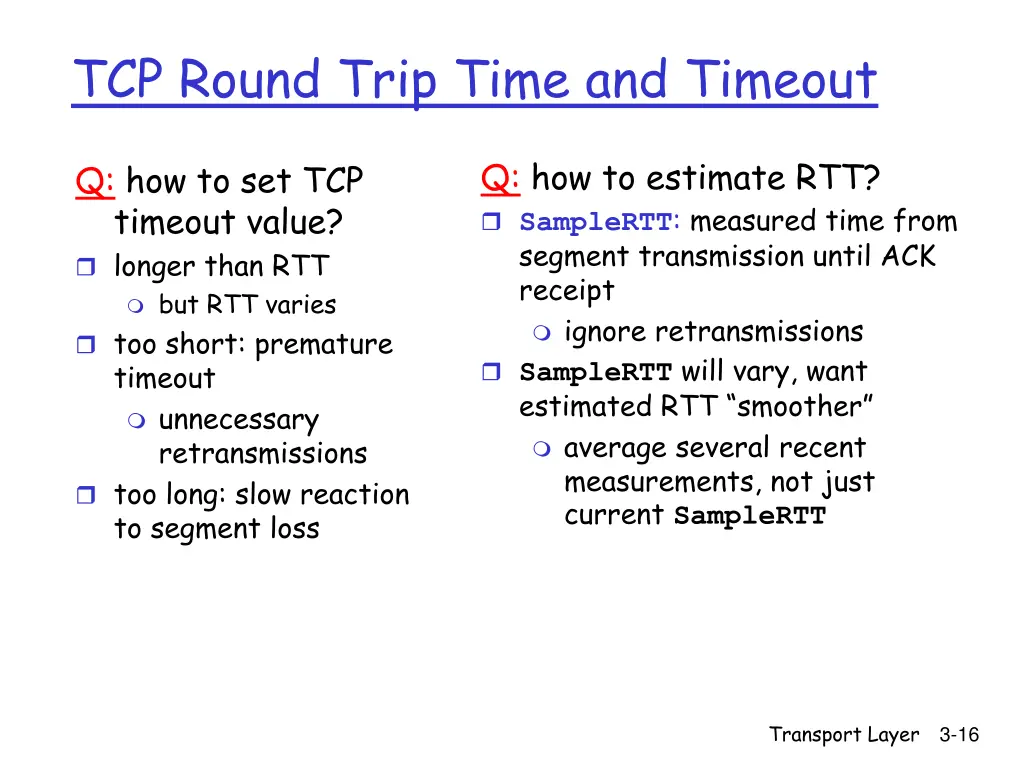 tcp round trip time and timeout