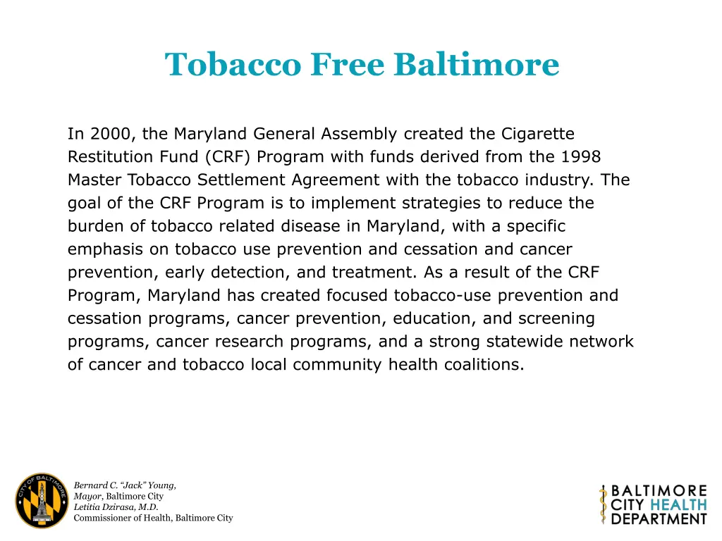 tobacco free baltimore