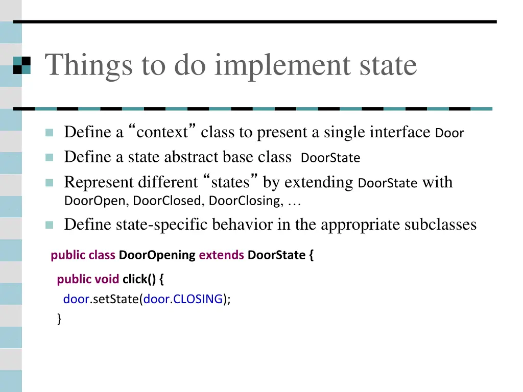 things to do implement state