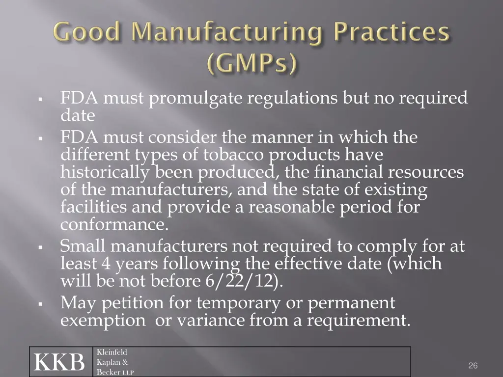 fda must promulgate regulations but no required