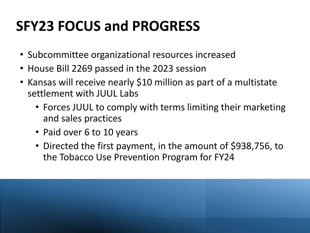 sfy23 focus and progress