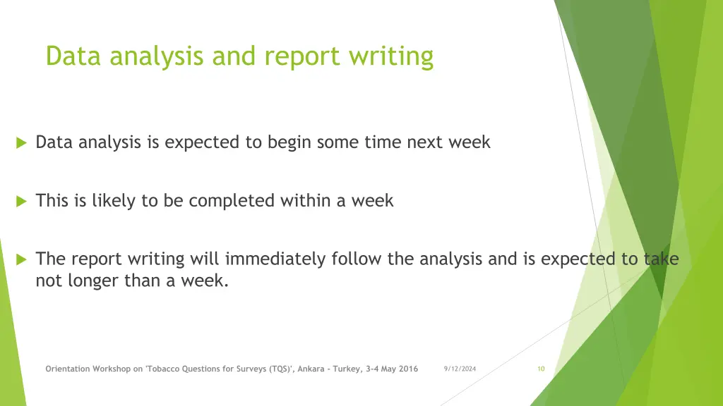 data analysis and report writing