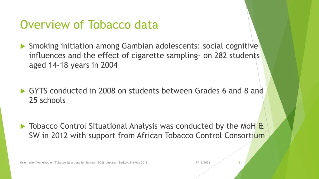 overview of tobacco data