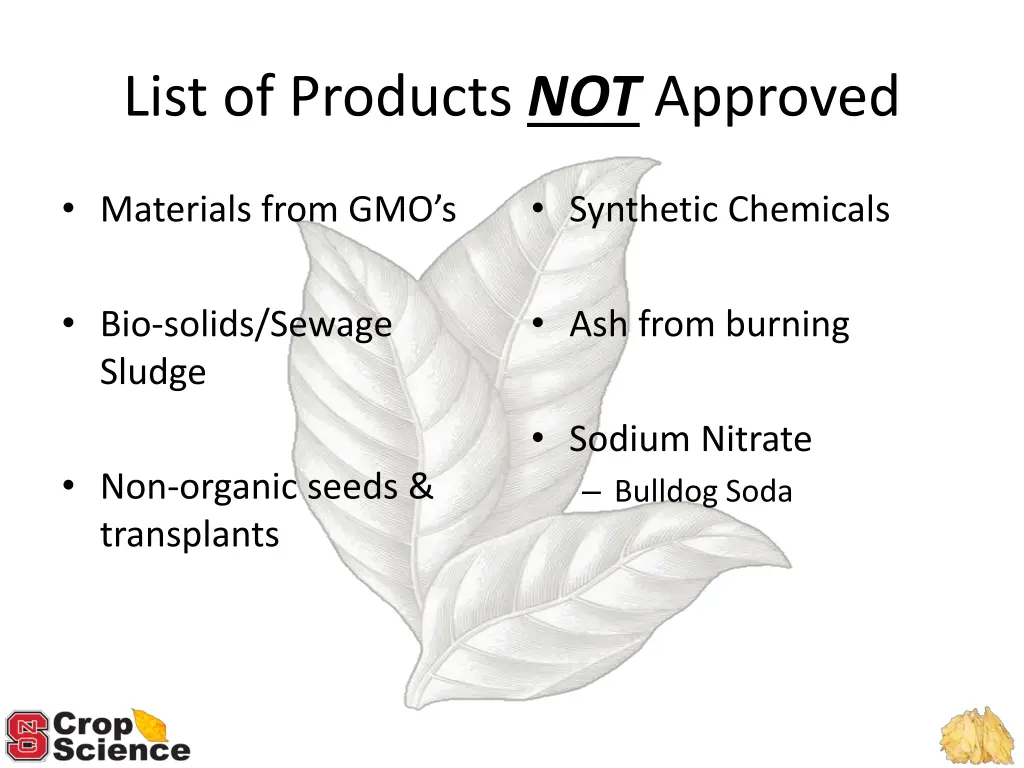 list of products not approved