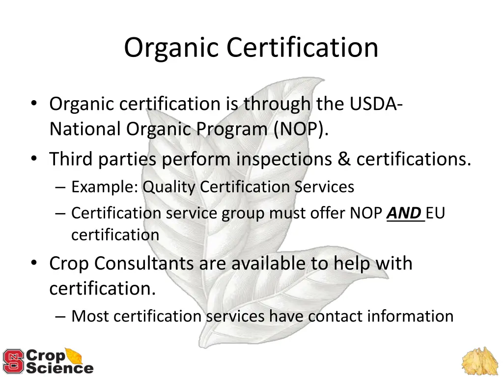 organic certification