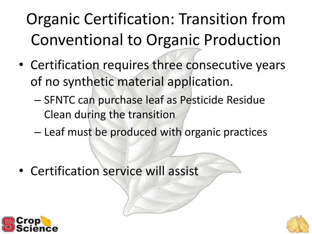 organic certification transition from