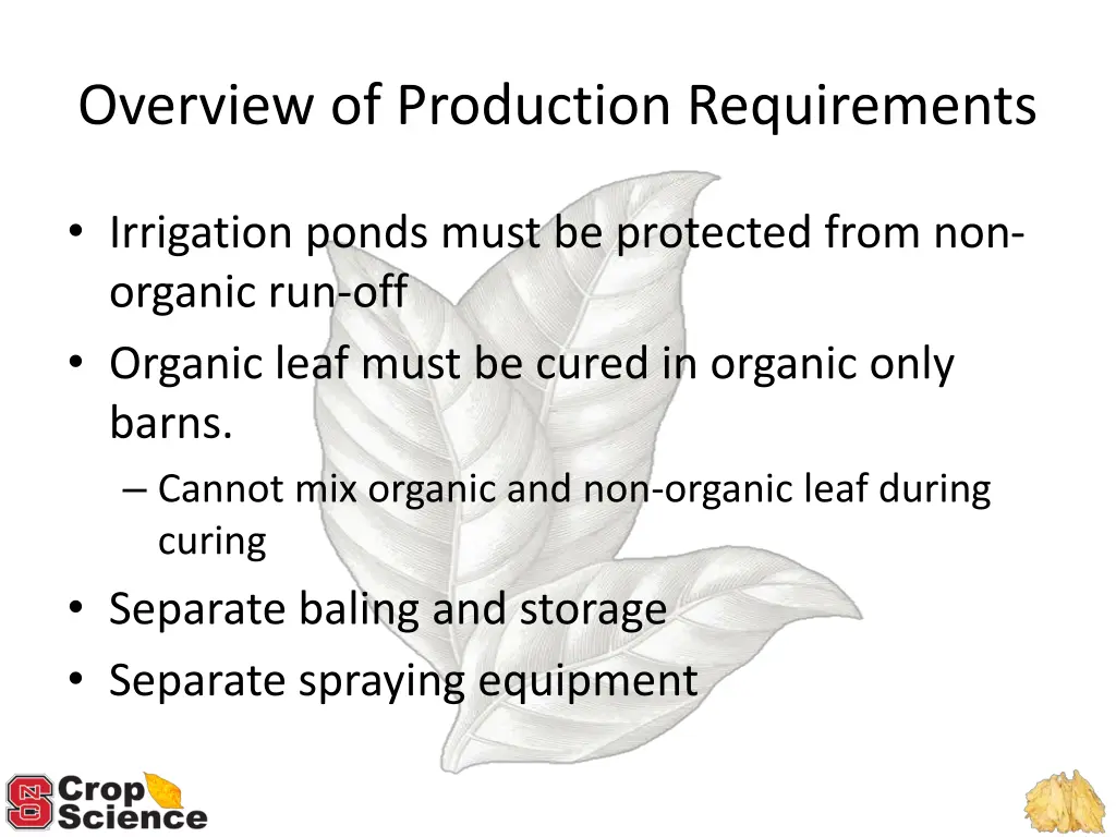 overview of production requirements 1