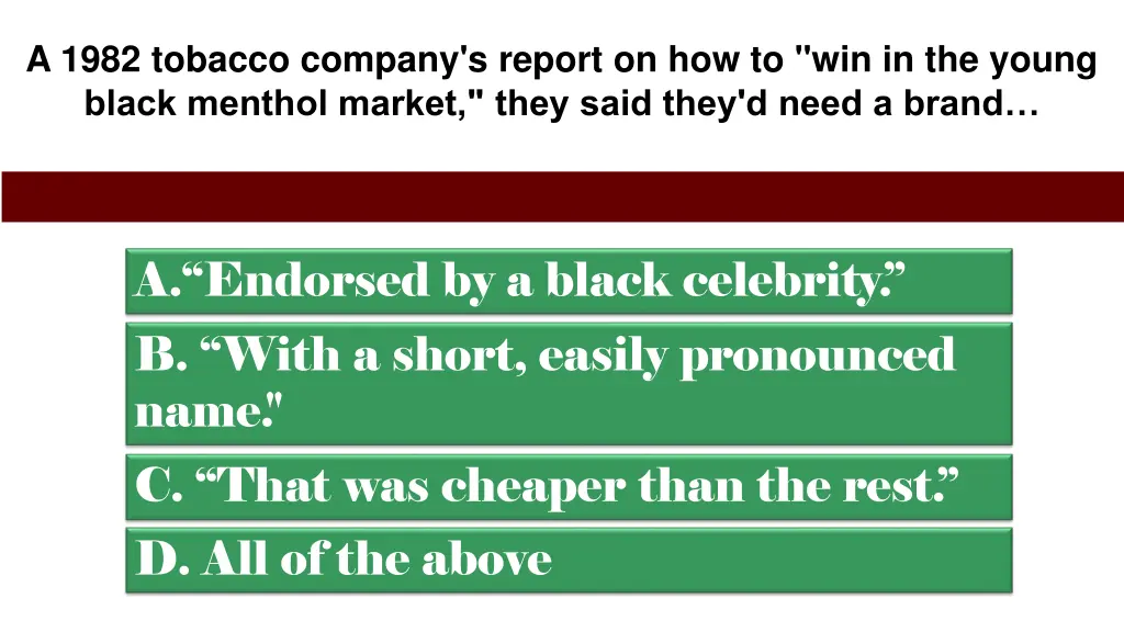 a 1982 tobacco company s report