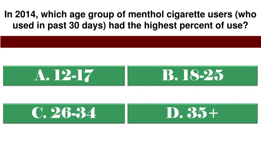 in 2014 which age group of menthol cigarette