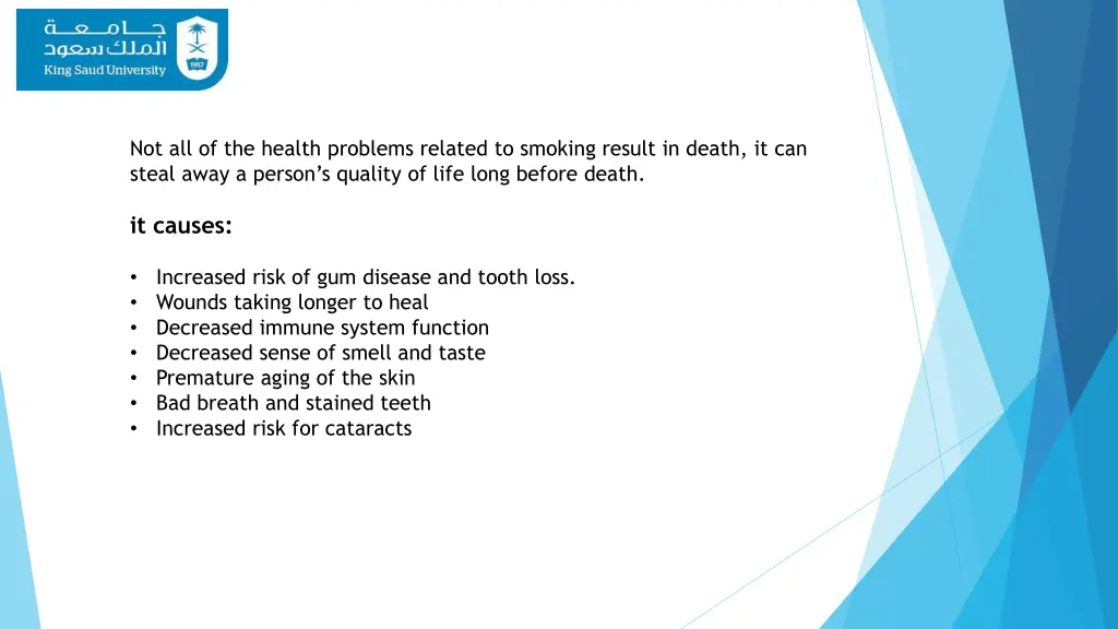 not all of the health problems related to smoking