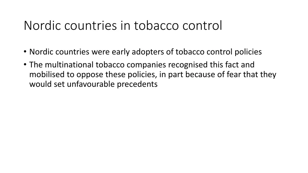 nordic countries in tobacco control