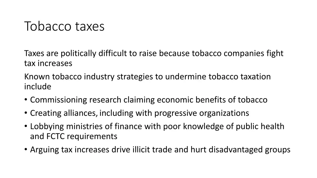 tobacco taxes