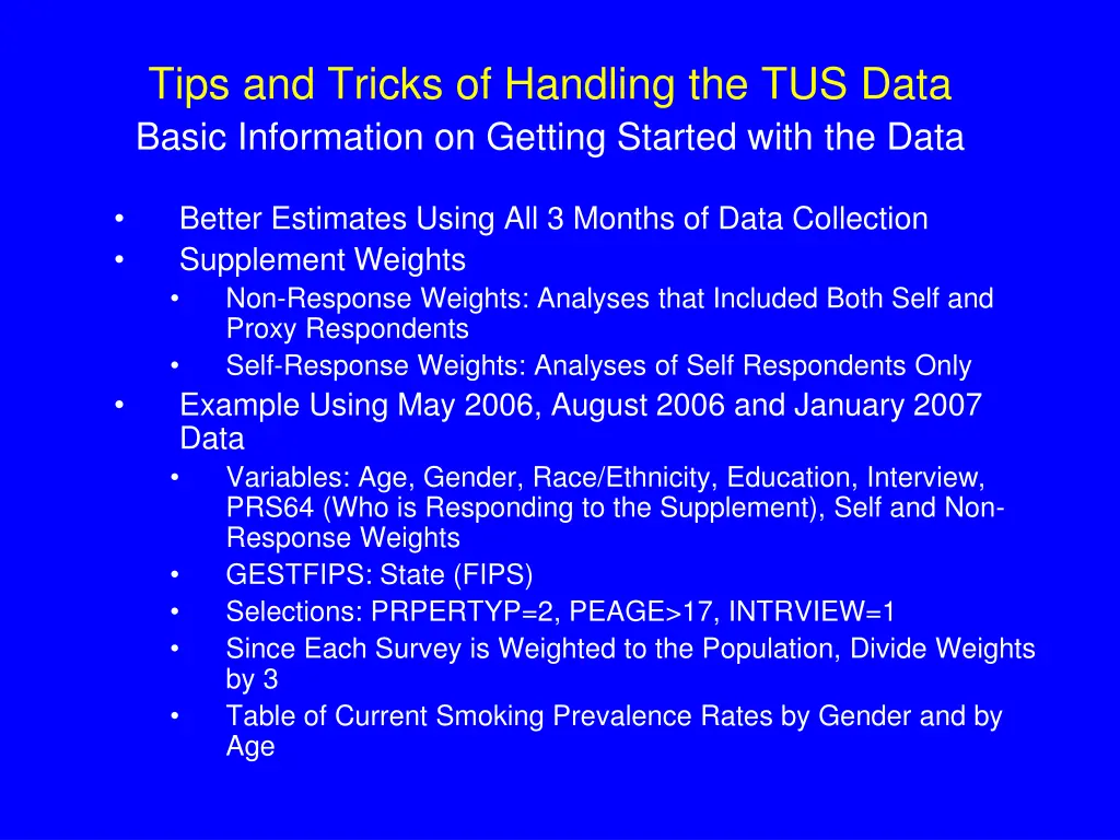 tips and tricks of handling the tus data basic 1